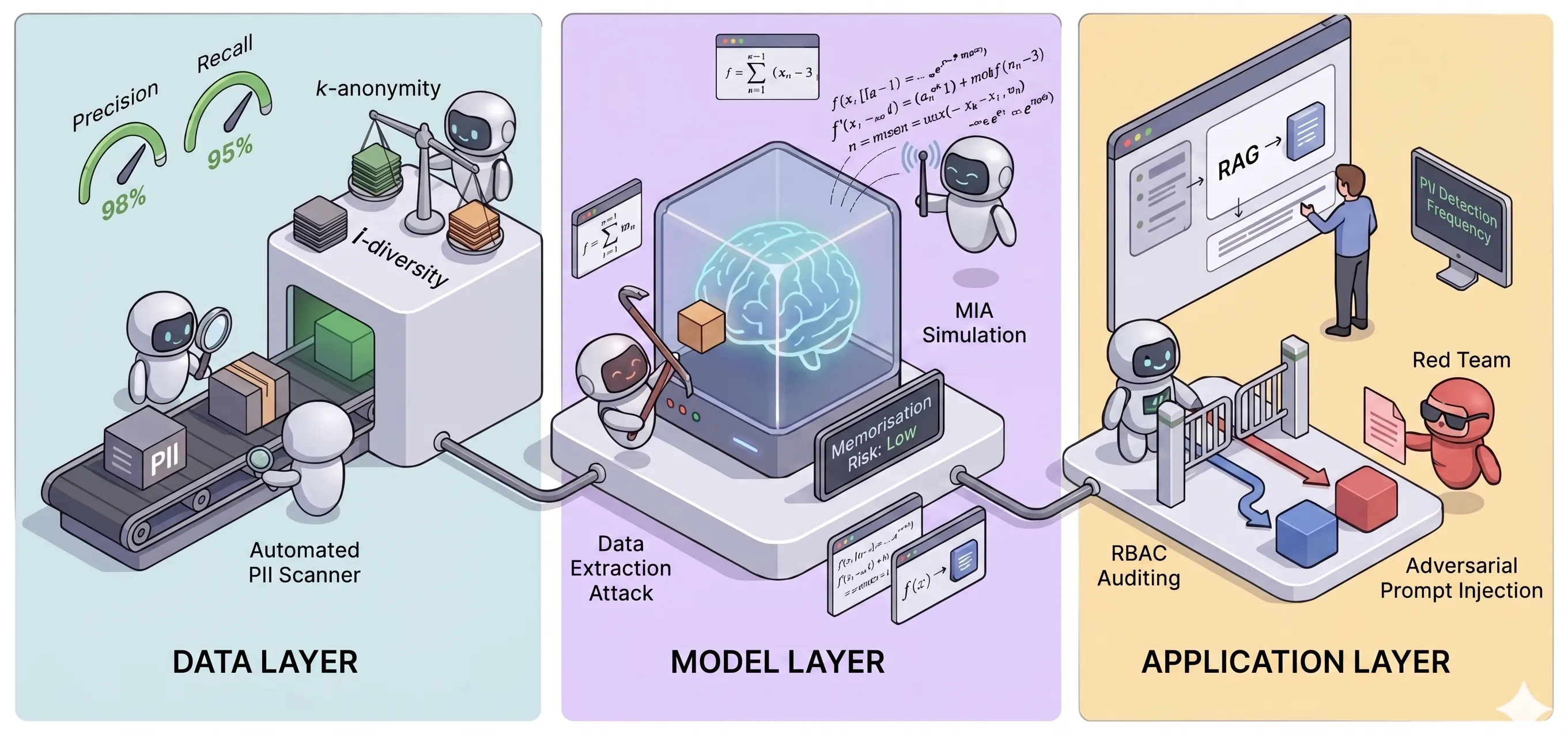 Measuring privacy risks across the Data, Model, and Application layers of
the AI
lifecycle