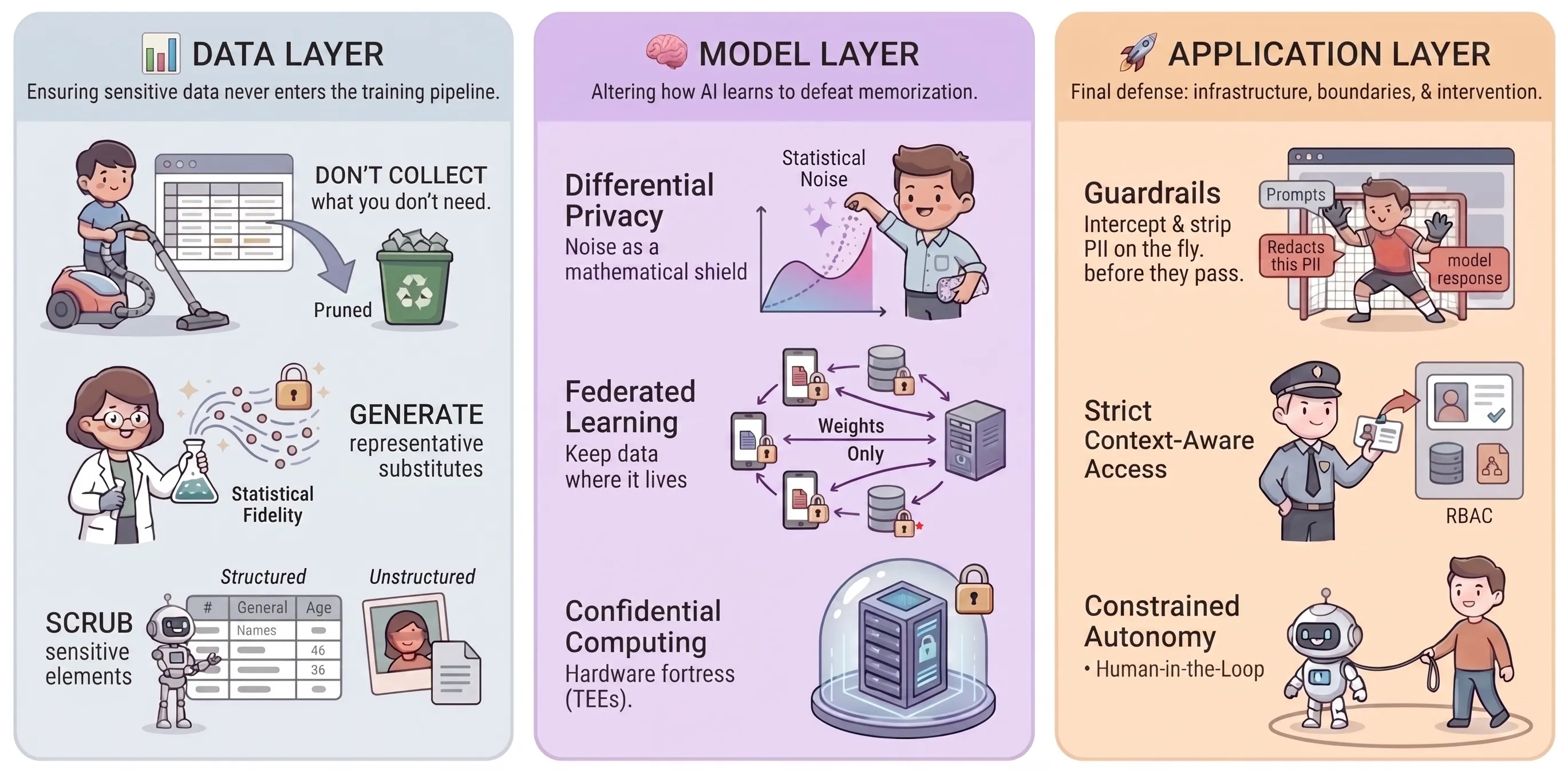 Mitigating privacy risks across the Data, Model, and Application layers of
the AI
lifecycle