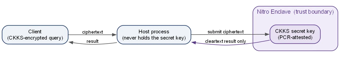 FHE secure-inference key boundary