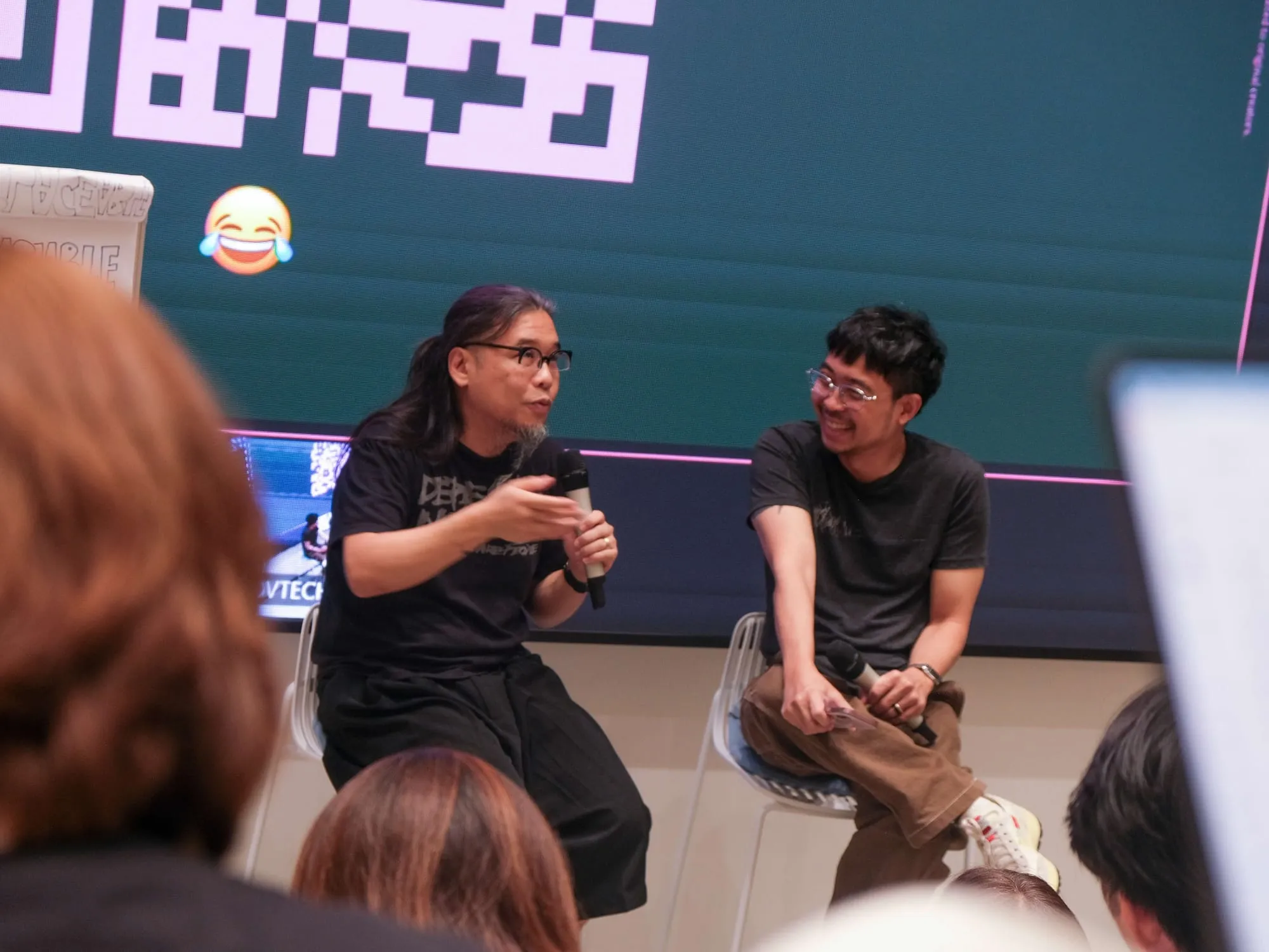 Pann answers a question during the Q&A.