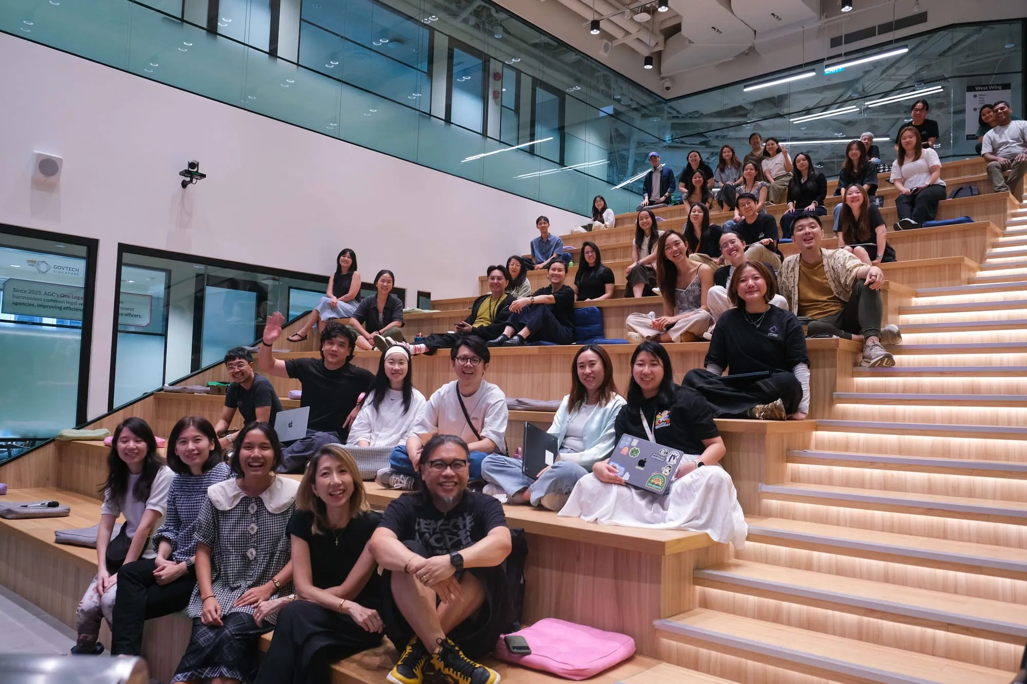 The audience on the steps at the end of the session.